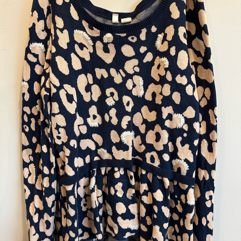 Moth Leopard Print Sweater‎ with Ruffle Hem - Picture 4 of 11
